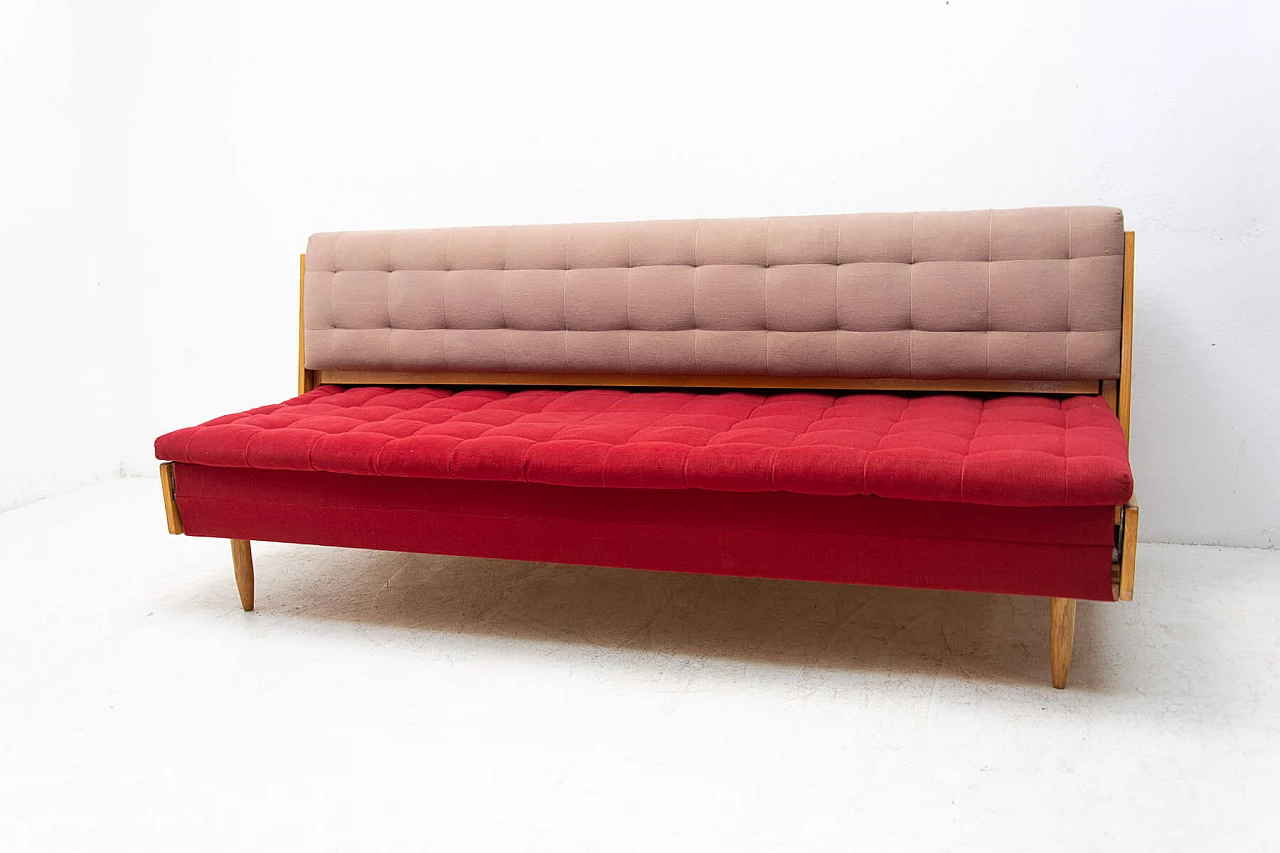 Czechoslovakian ash and fabric sofa bed, 1960s 15