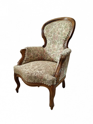 Louis Philippe armchair in solid walnut, mid-19th century