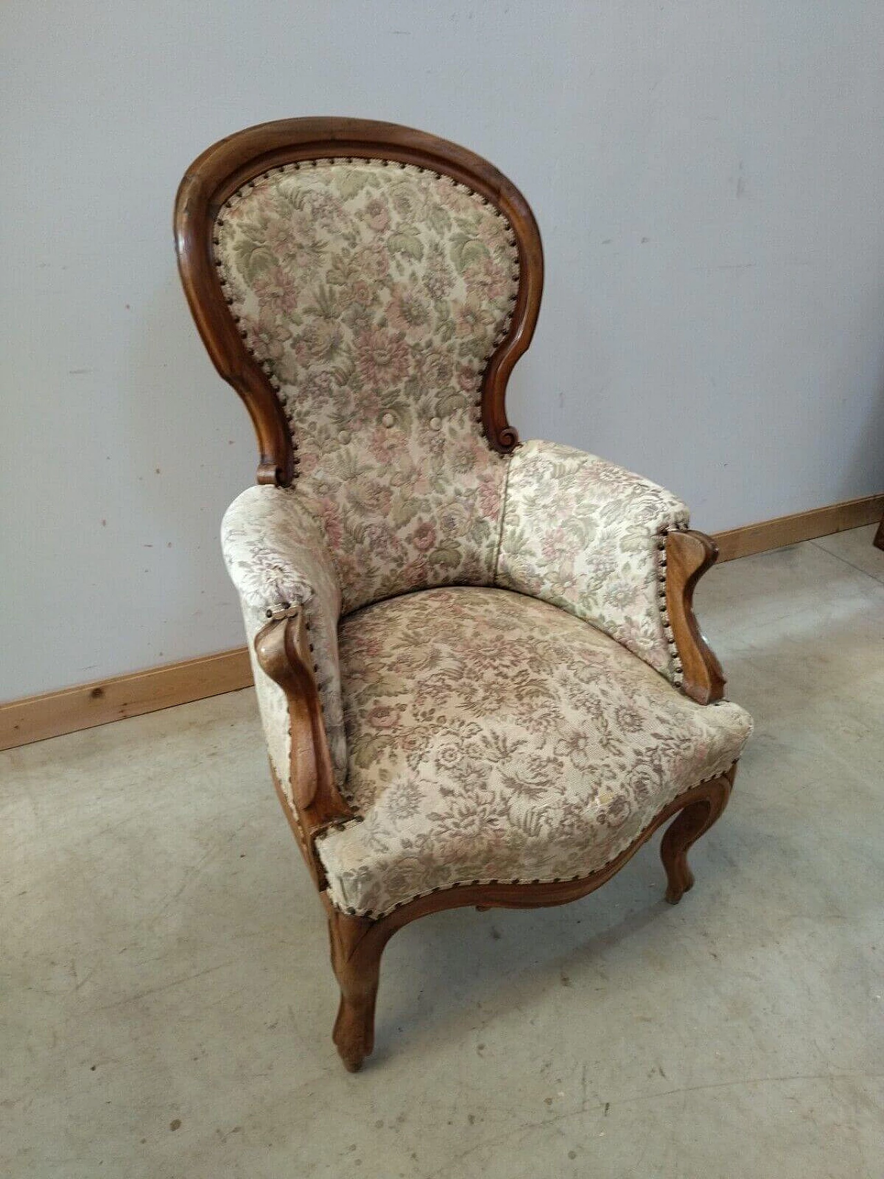 Louis Philippe armchair in solid walnut, mid-19th century 2