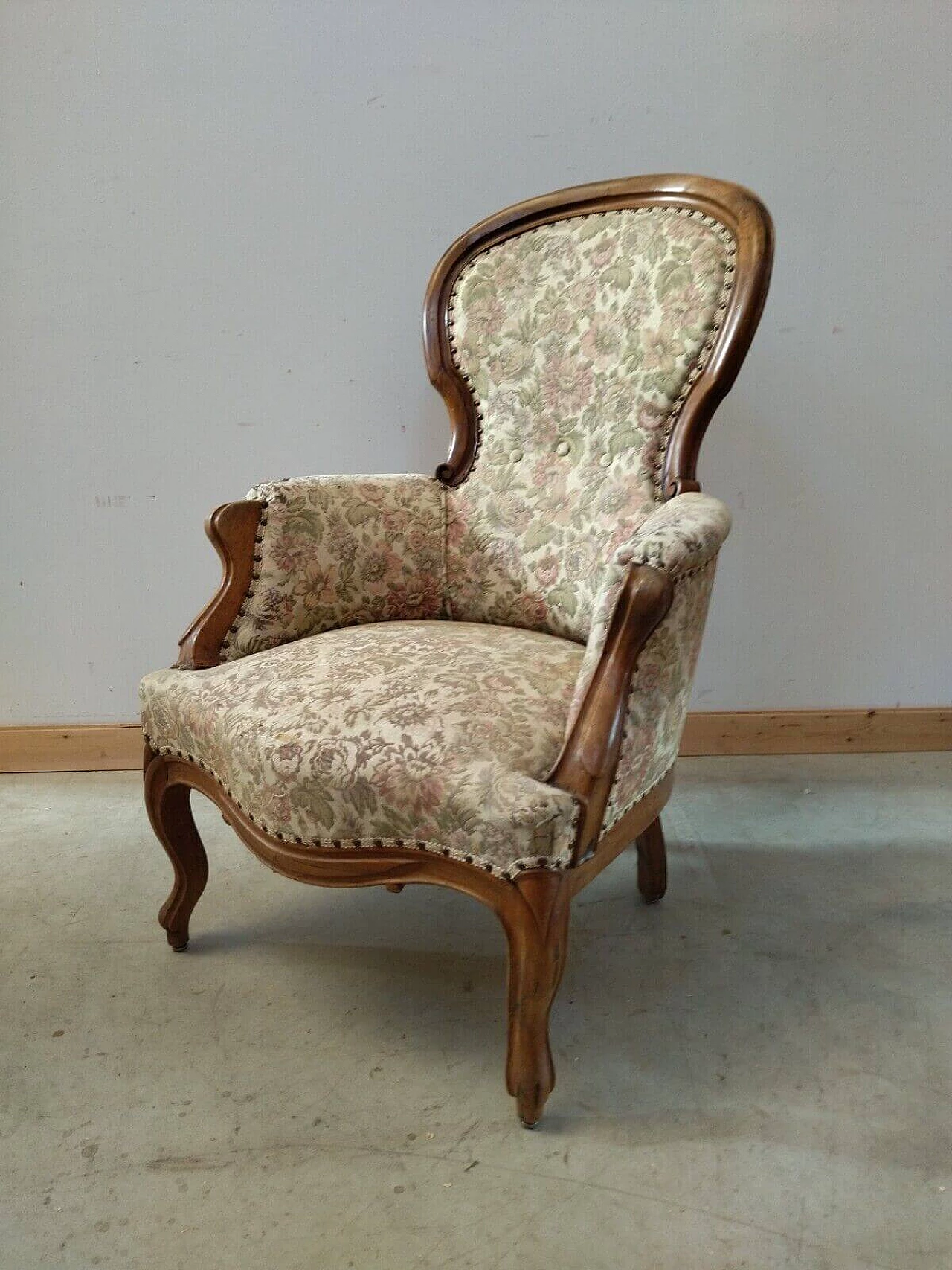 Louis Philippe armchair in solid walnut, mid-19th century 8