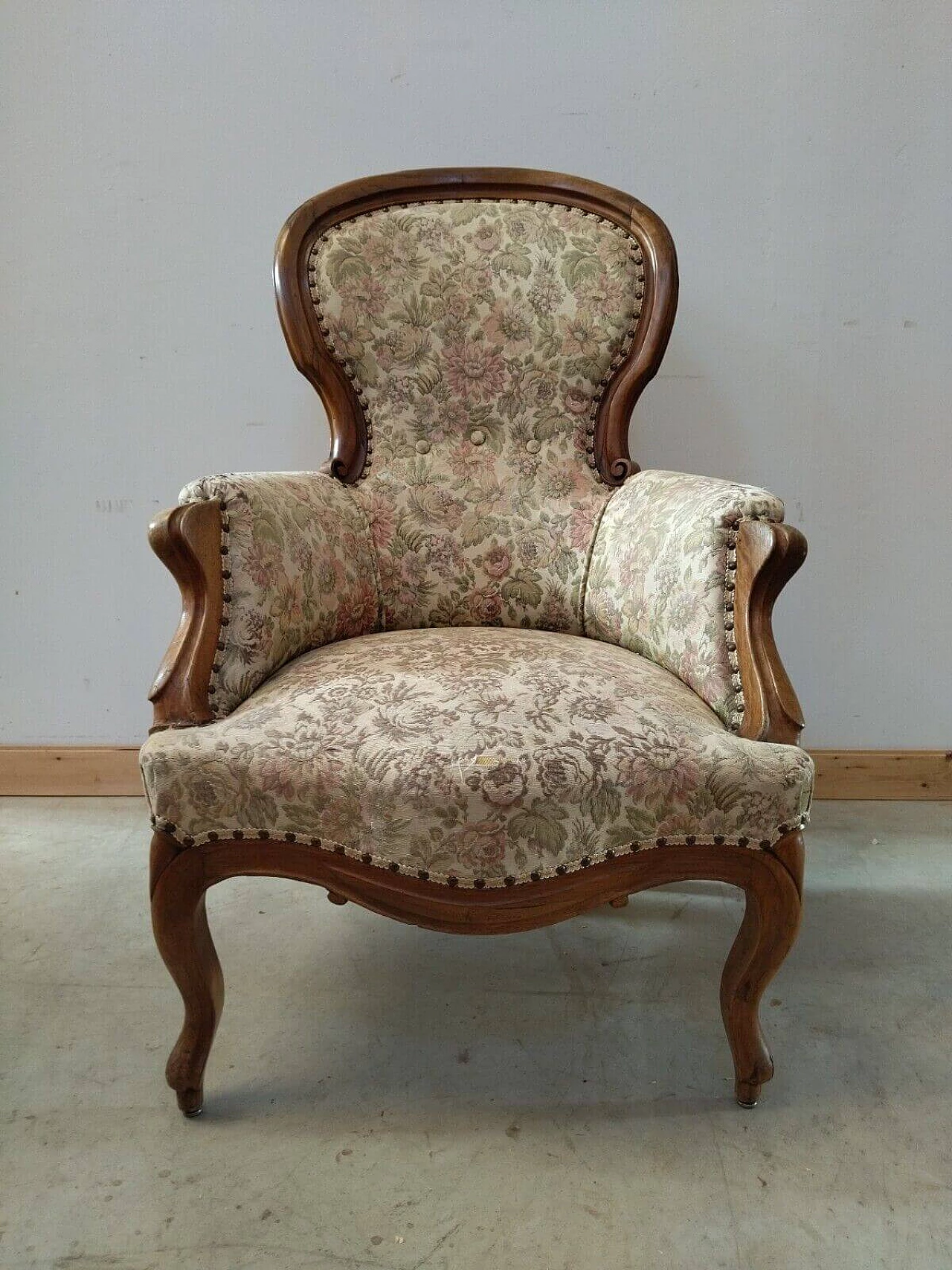 Louis Philippe armchair in solid walnut, mid-19th century 12