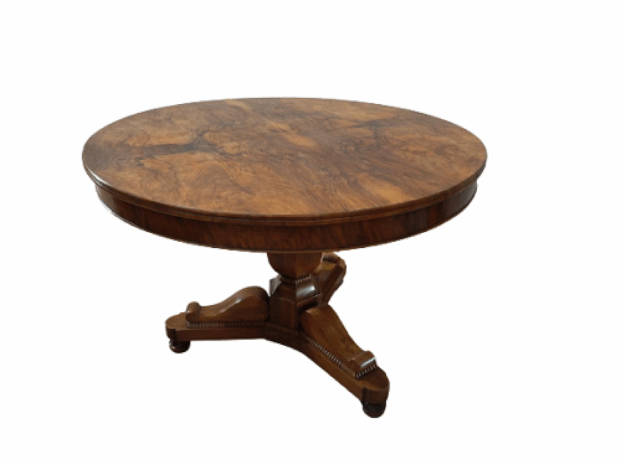 Charles X round table in solid walnut, mid-19th century 1