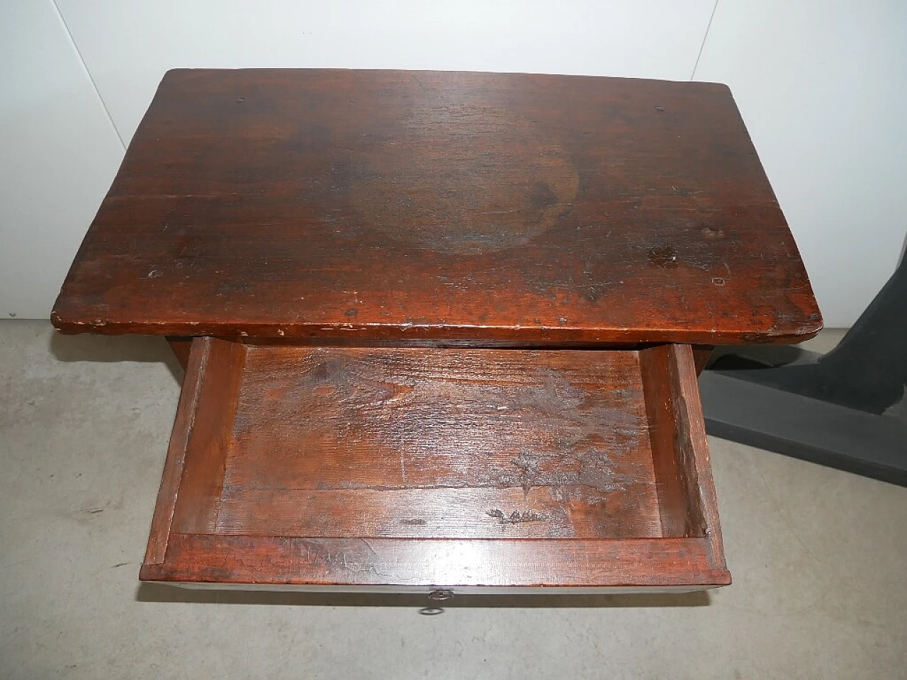 Solid walnut side table with drawer, late 19th century 4