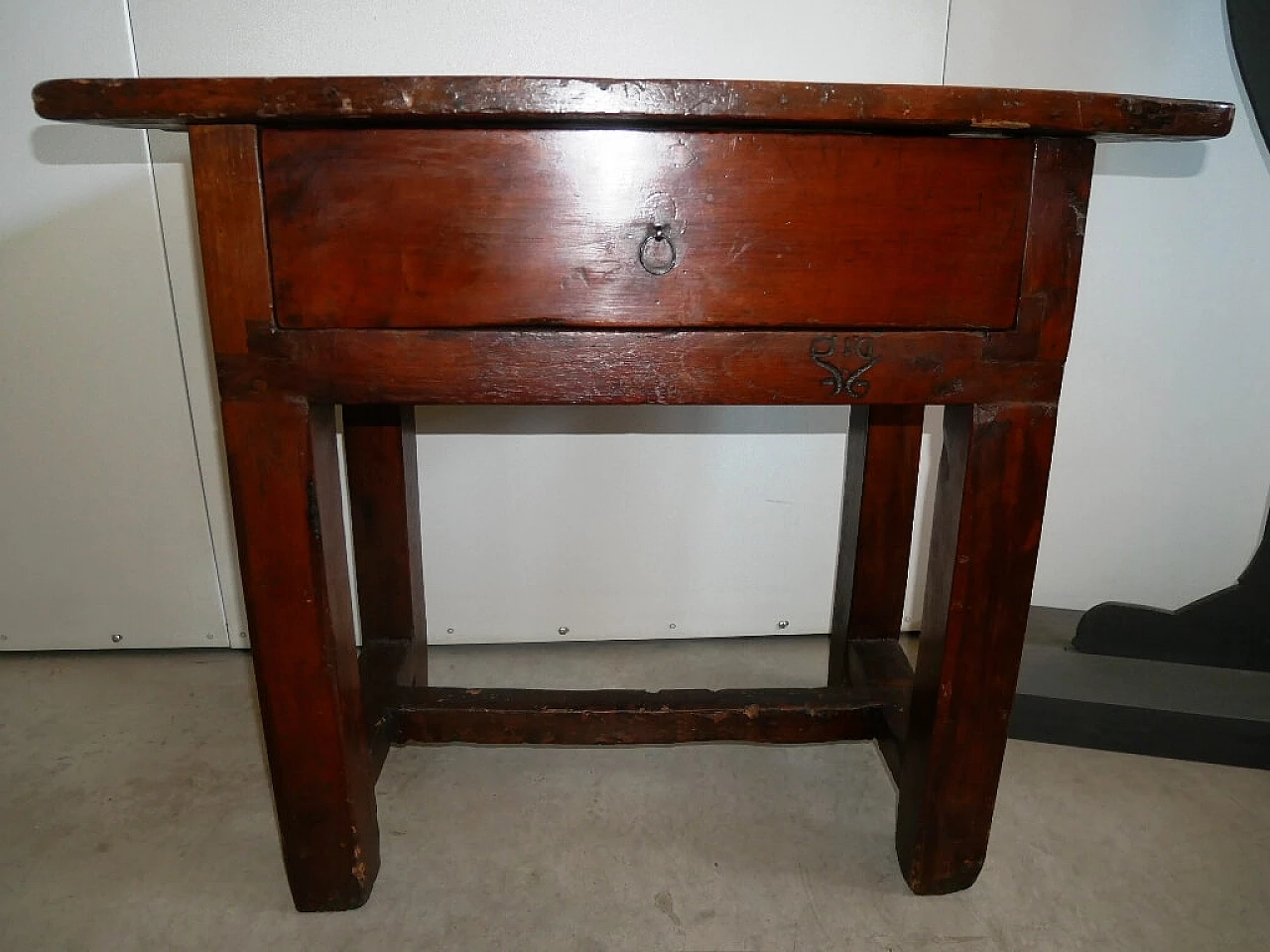 Solid walnut side table with drawer, late 19th century 5