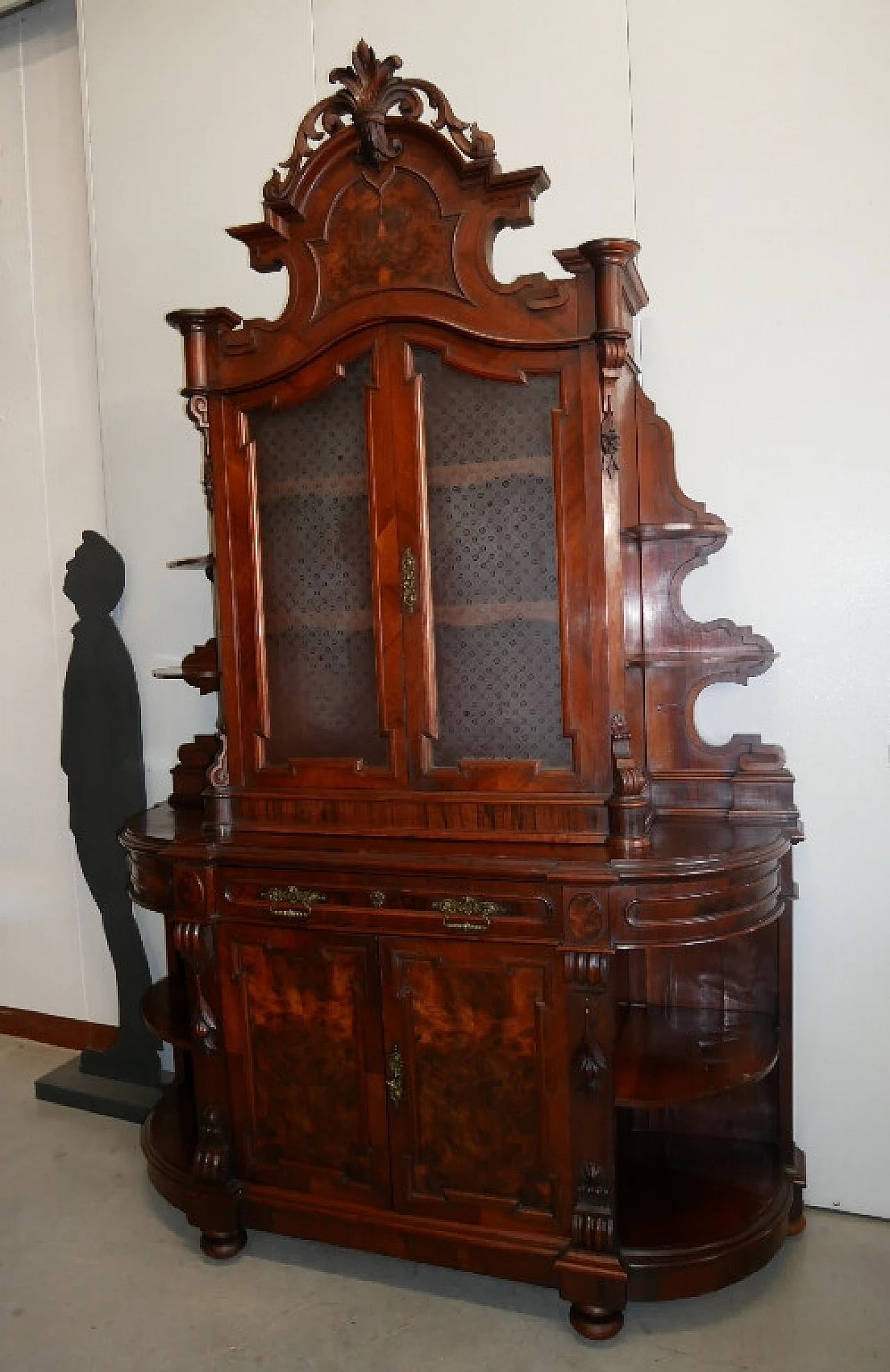 Solid walnut sideboard with showcase, 19th century 2