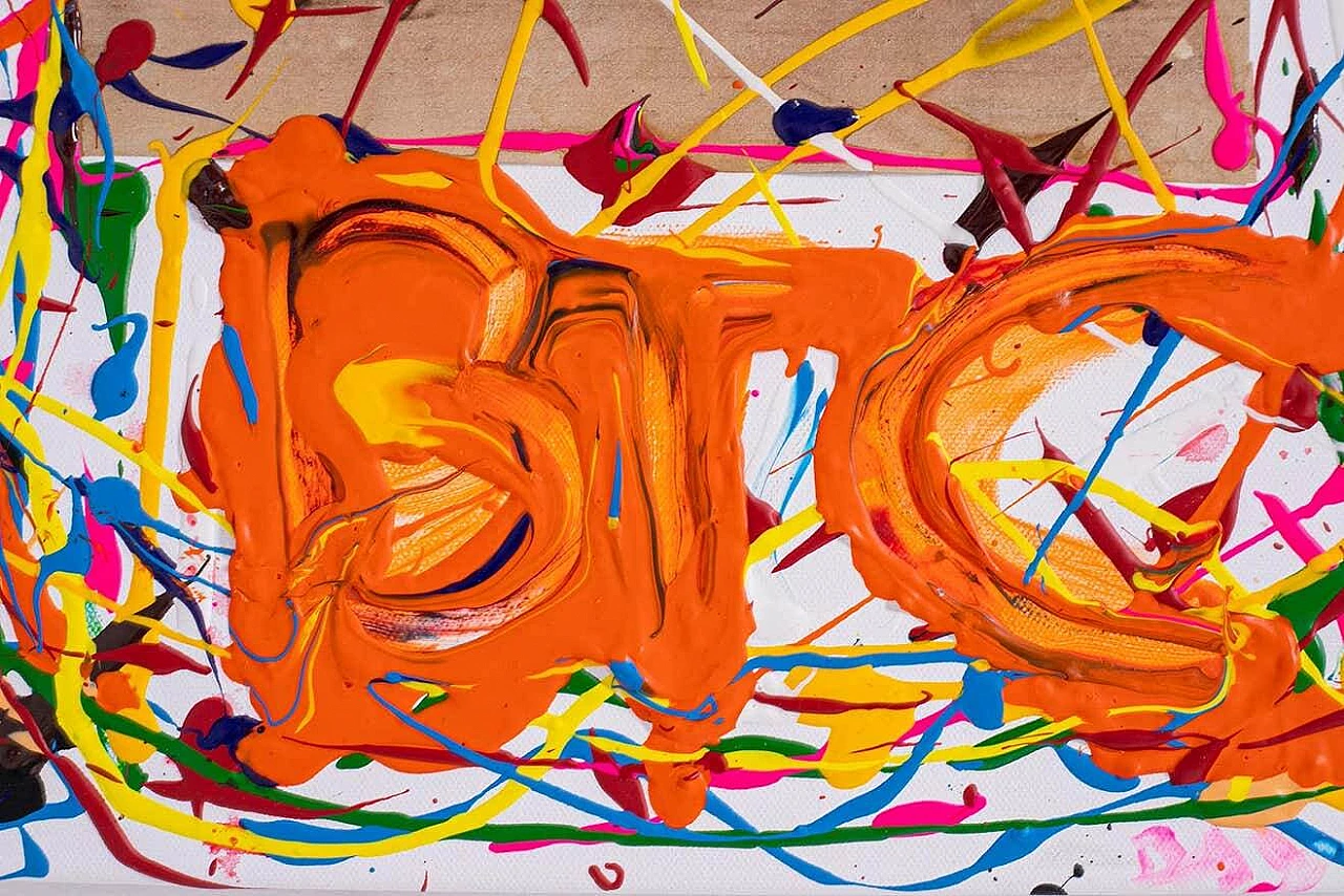 Bomberbax, Painting inspired by Cryptoart, mixed media on canvas, 2021 3