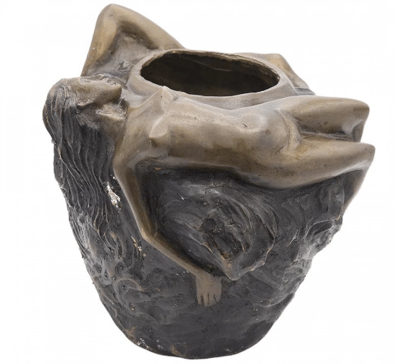 Art Nouveau bronze vase with pair of female nudes, early 20th century 1