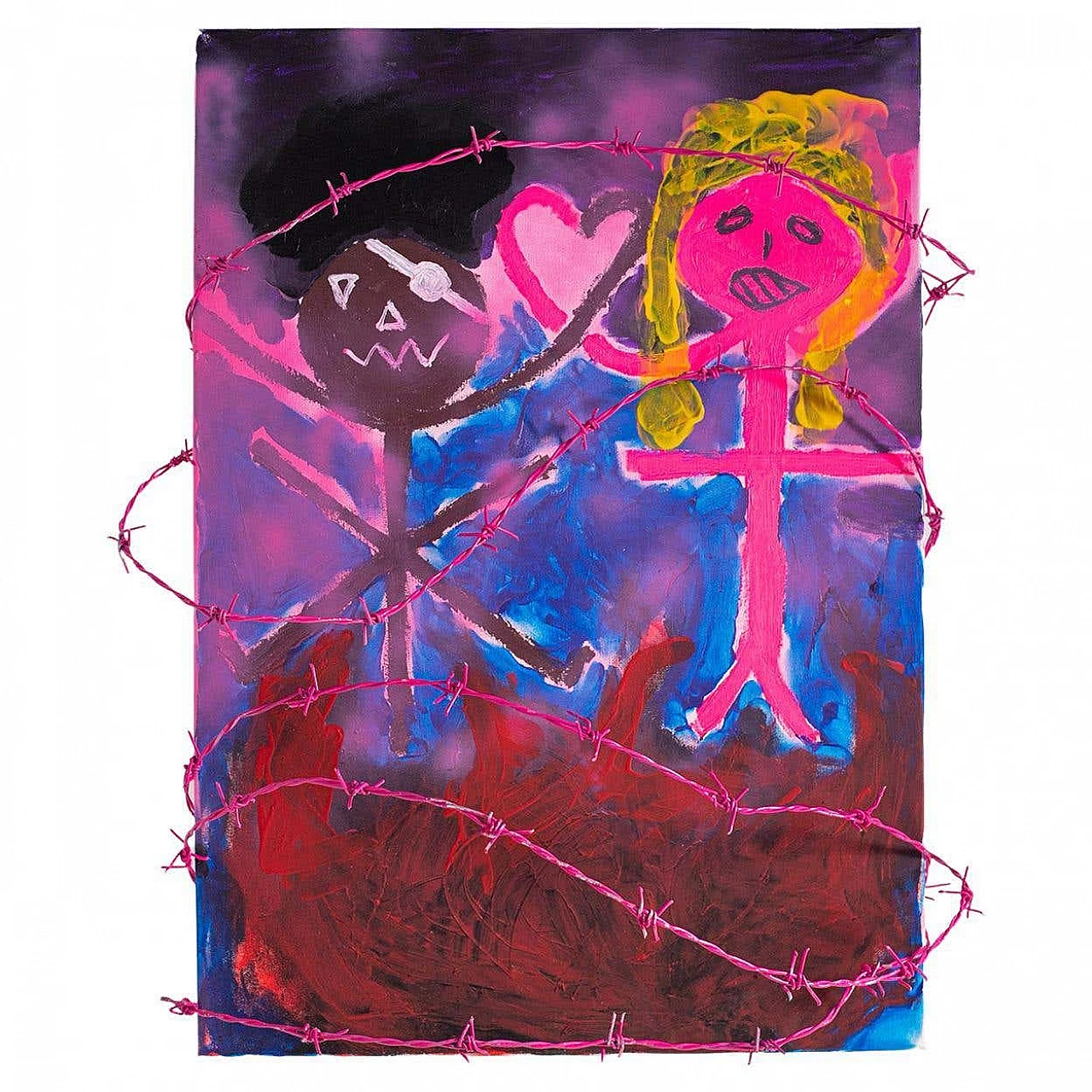 Bomberbax, Amore impossibile, pittura astratta mista acrilica su tela, 2021 1