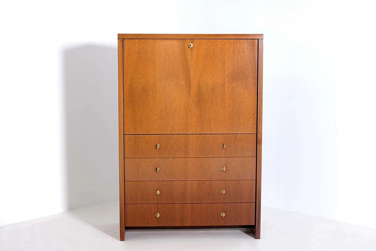 Wooden secretaire with flap by Pierre Balmain, 1980s 2