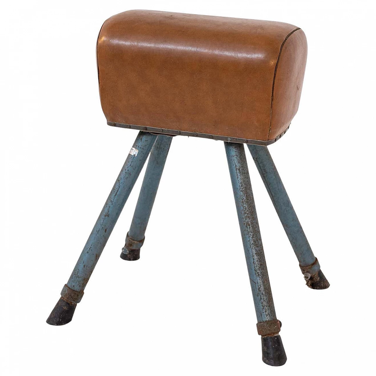 Cavallina da esercizio in pelle e ferro verniciato di Fonti, anni '50 12