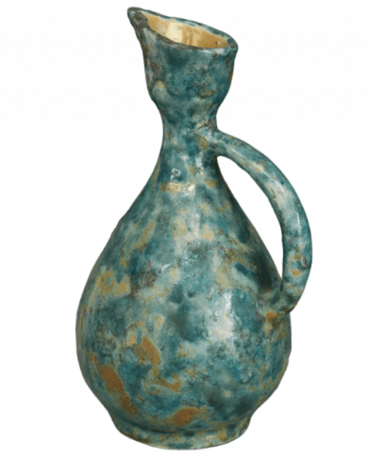 Blue and green ceramic pitcher, 1950s 1