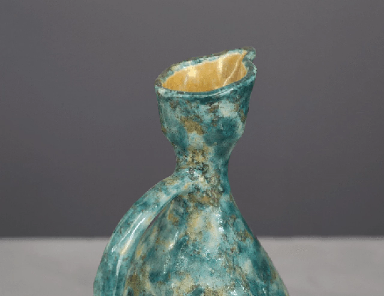 Blue and green ceramic pitcher, 1950s 3