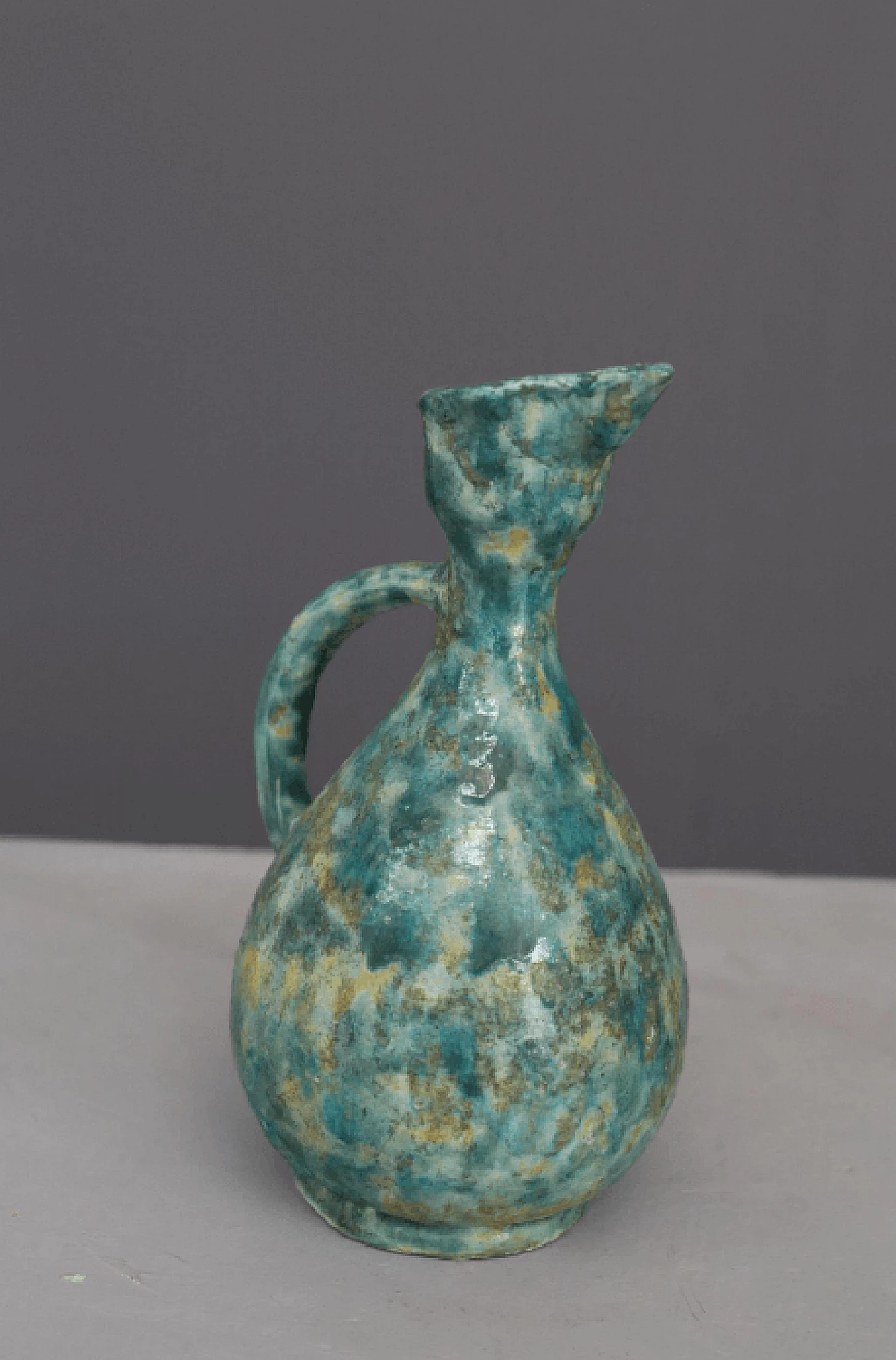 Blue and green ceramic pitcher, 1950s 5