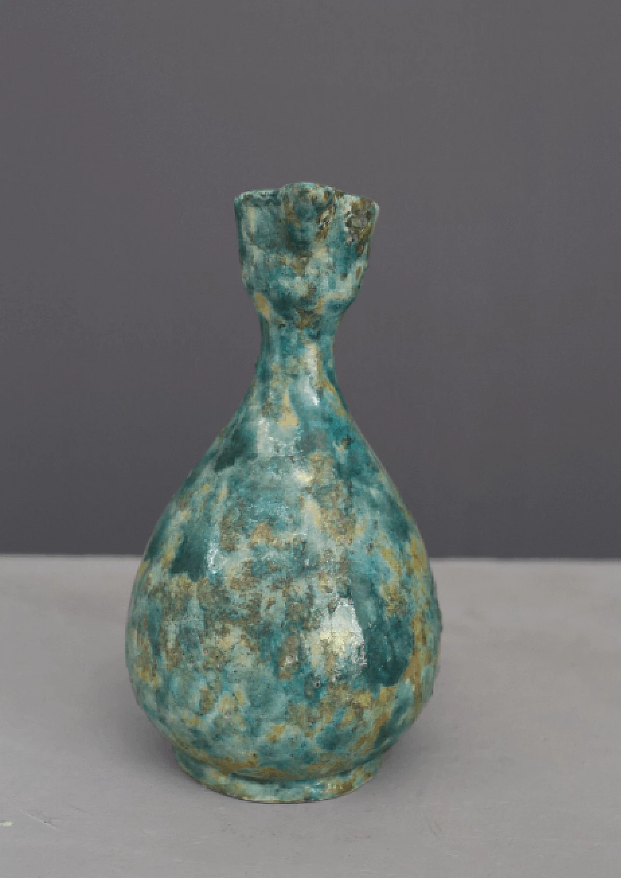 Blue and green ceramic pitcher, 1950s 6