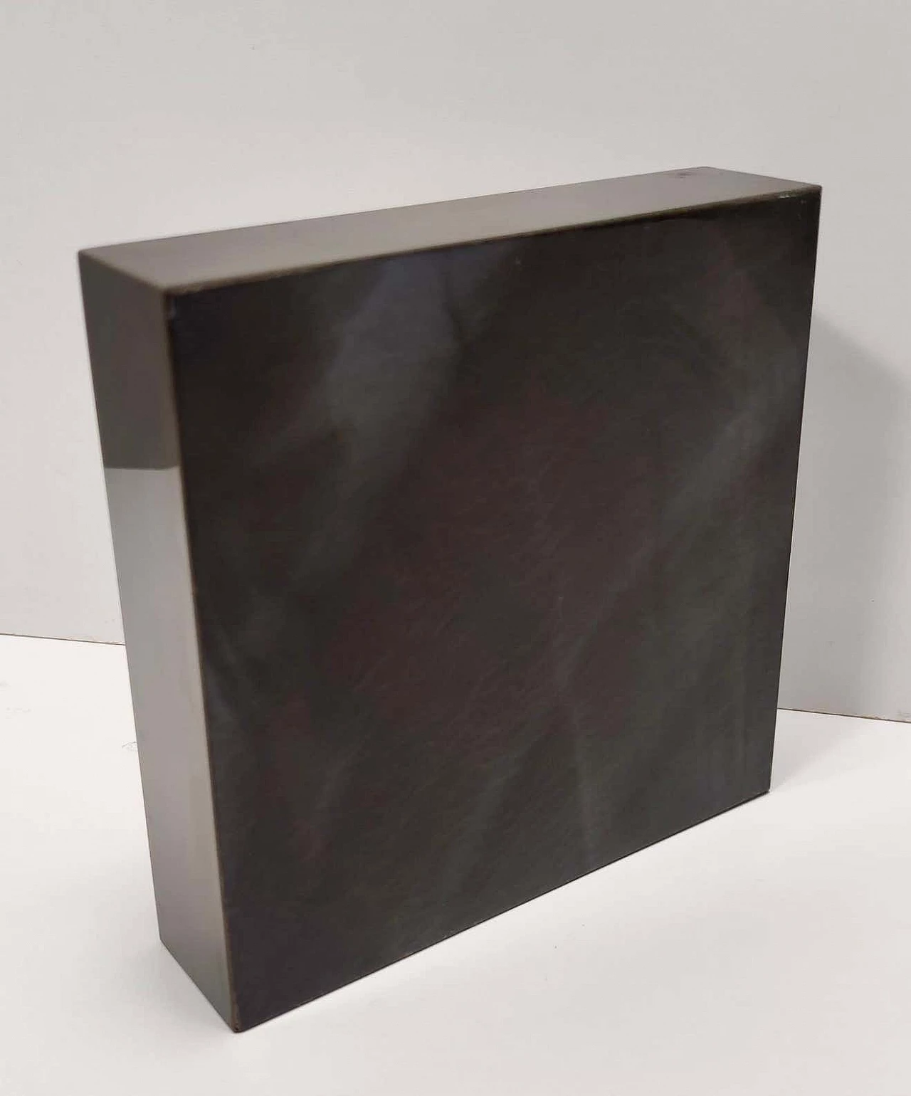Posacenere quadrato in ottone e finto marmo nero di Willy Rizzo, anni '70 3