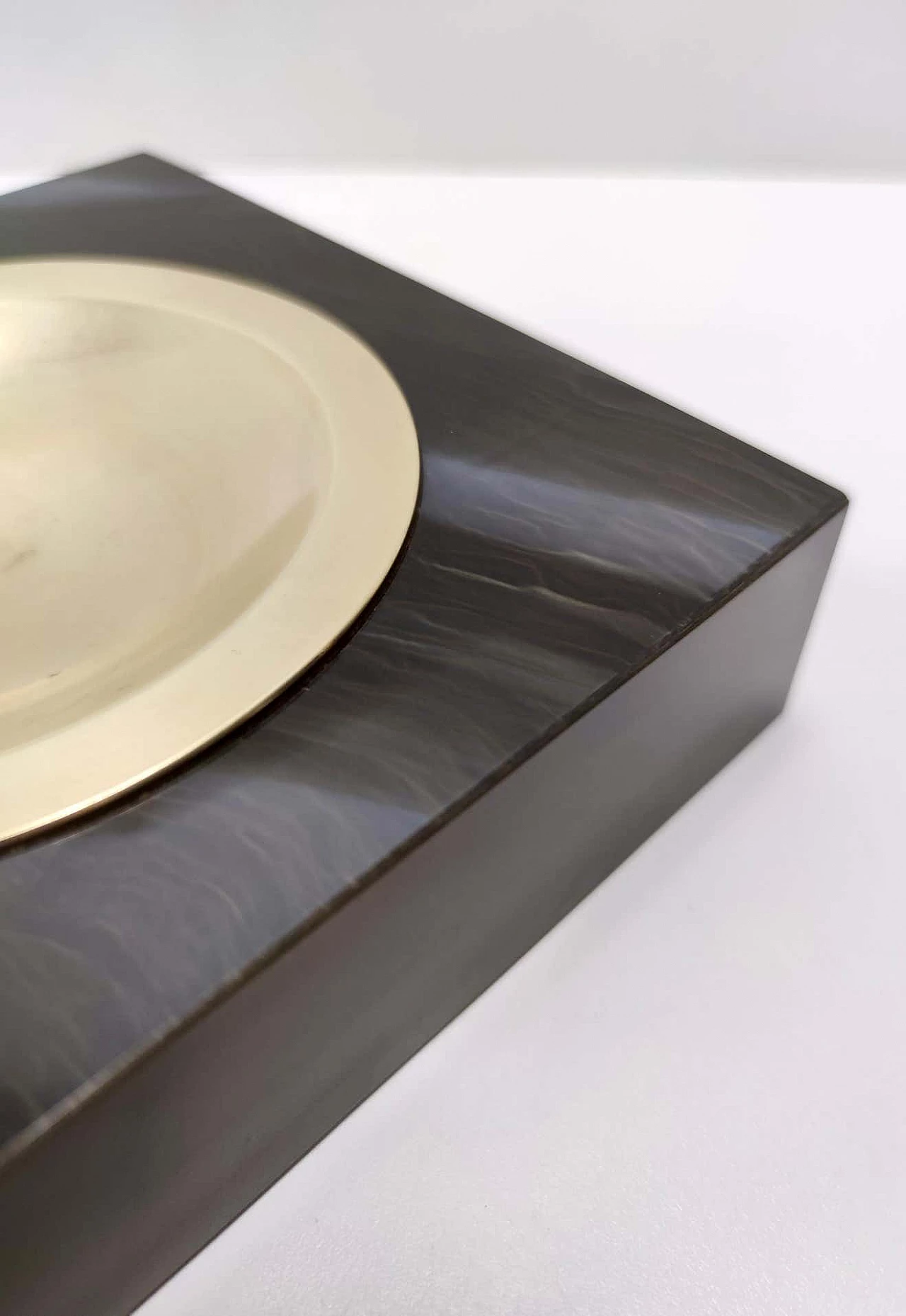 Square brass and black faux marble ashtray by Willy Rizzo, 1970s 7