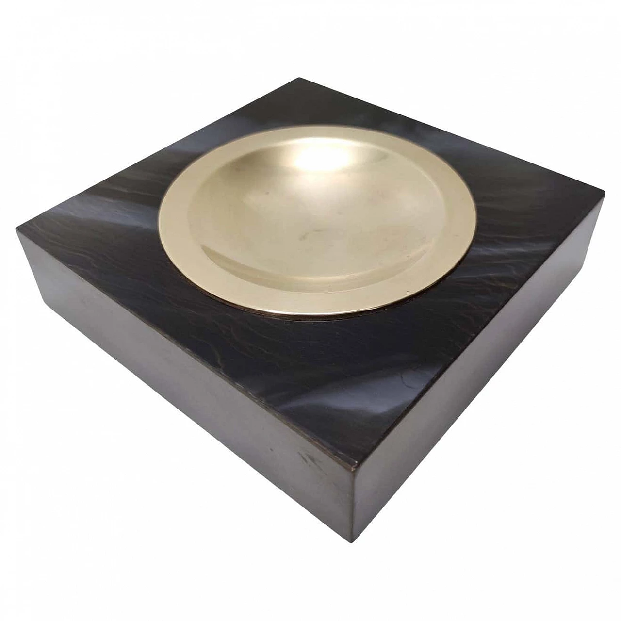 Square brass and black faux marble ashtray by Willy Rizzo, 1970s 8
