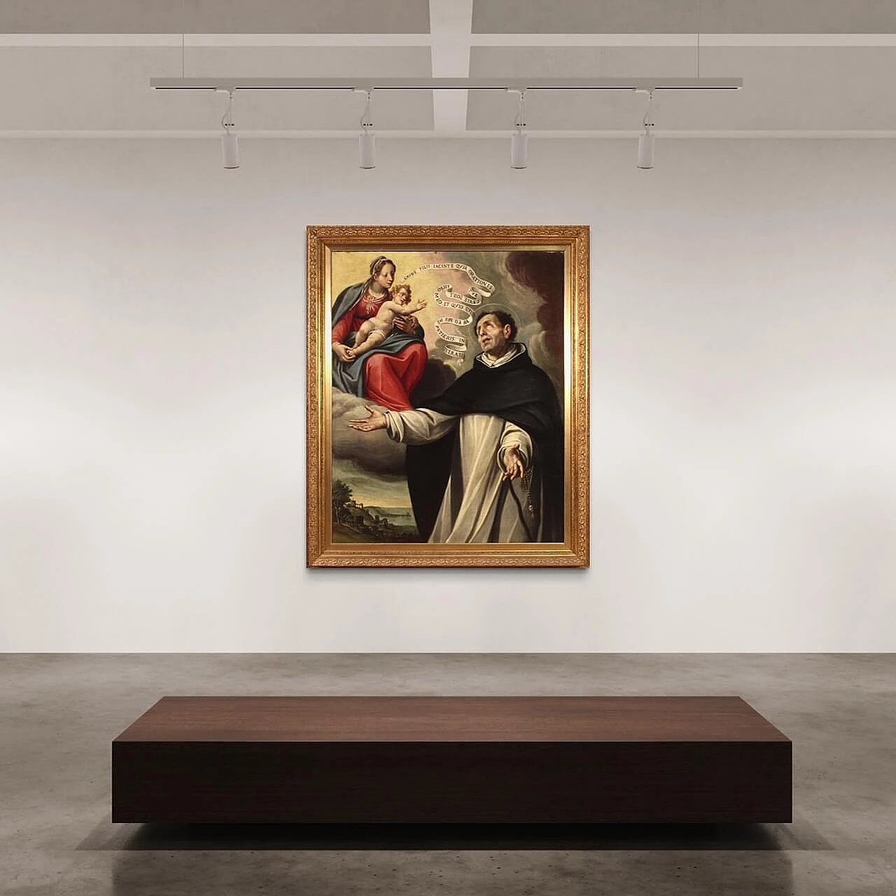 Dipinto italiano raffigurante l'Apparizione della Vergine a San Giacinto, olio su tela, '600 13