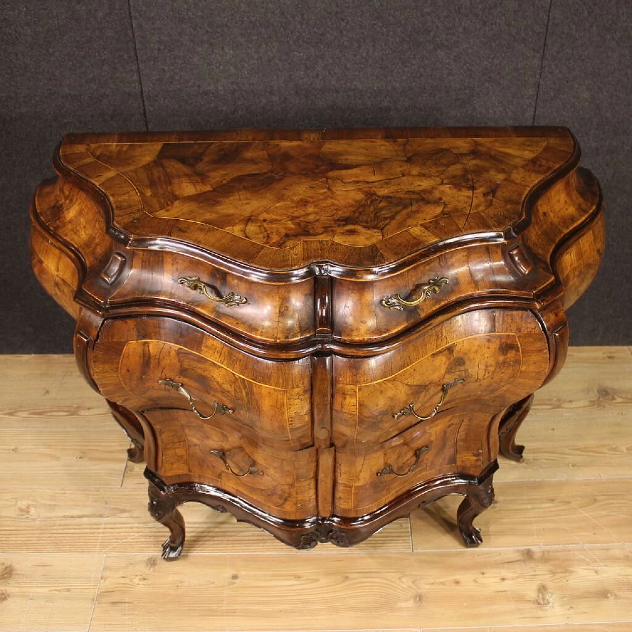 Moved wooden dresser, inlaid and panelled, 1940s 11