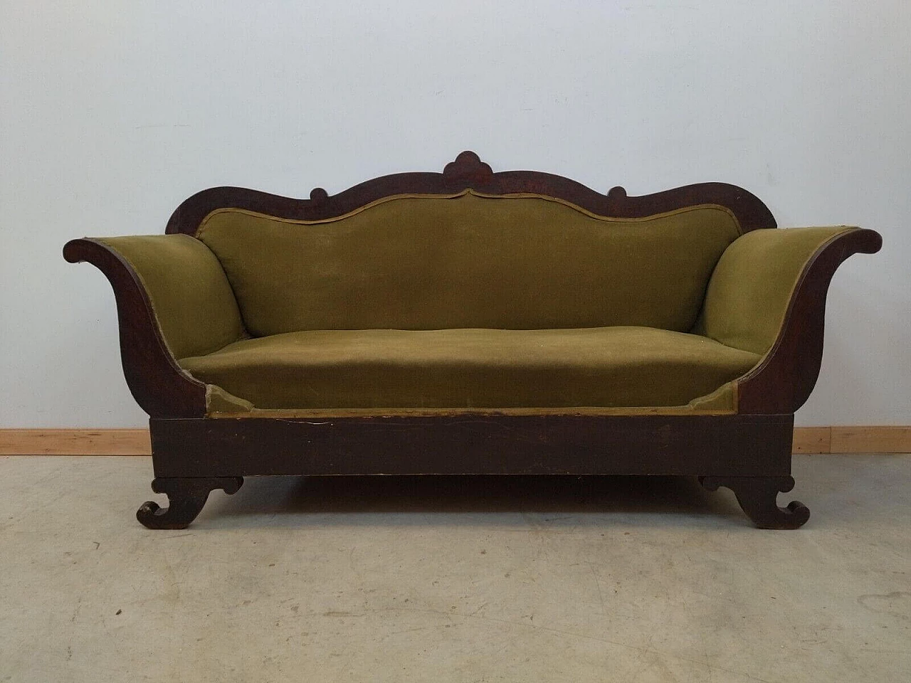 Charles X solid walnut sofa, first half of the 19th century 1