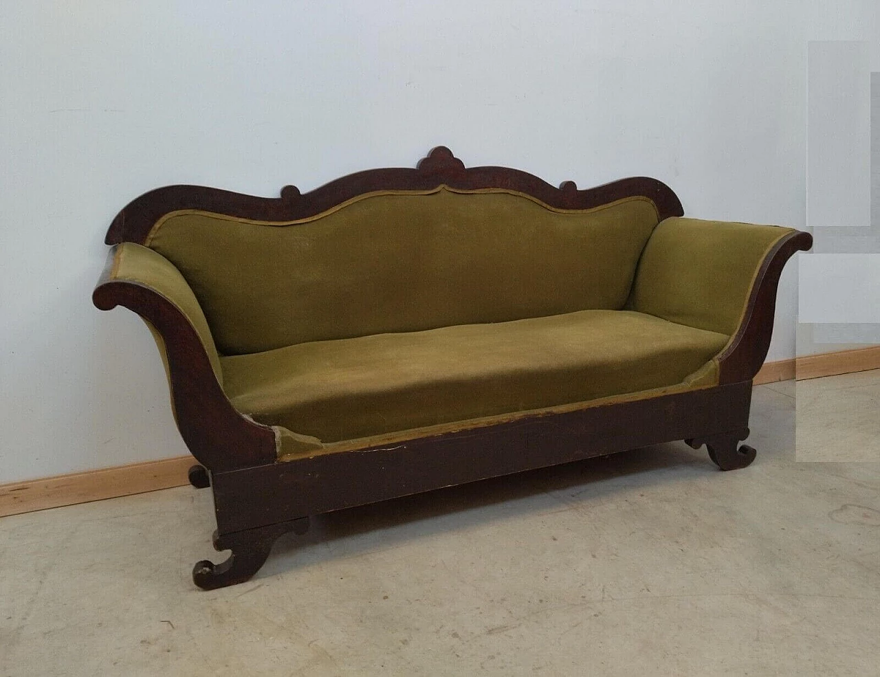 Charles X solid walnut sofa, first half of the 19th century 2