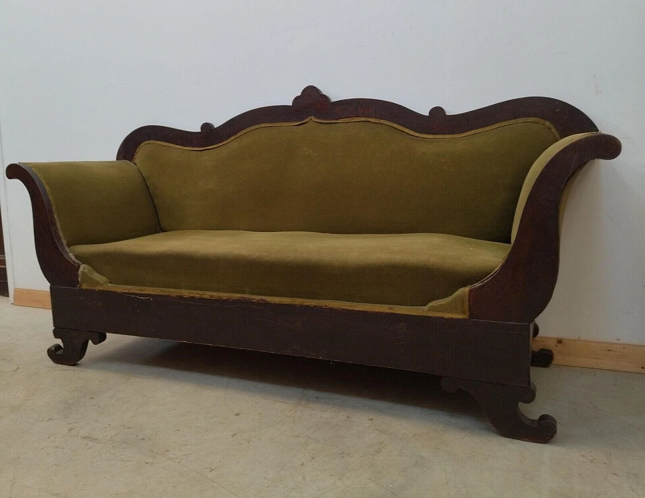 Charles X solid walnut sofa, first half of the 19th century 3
