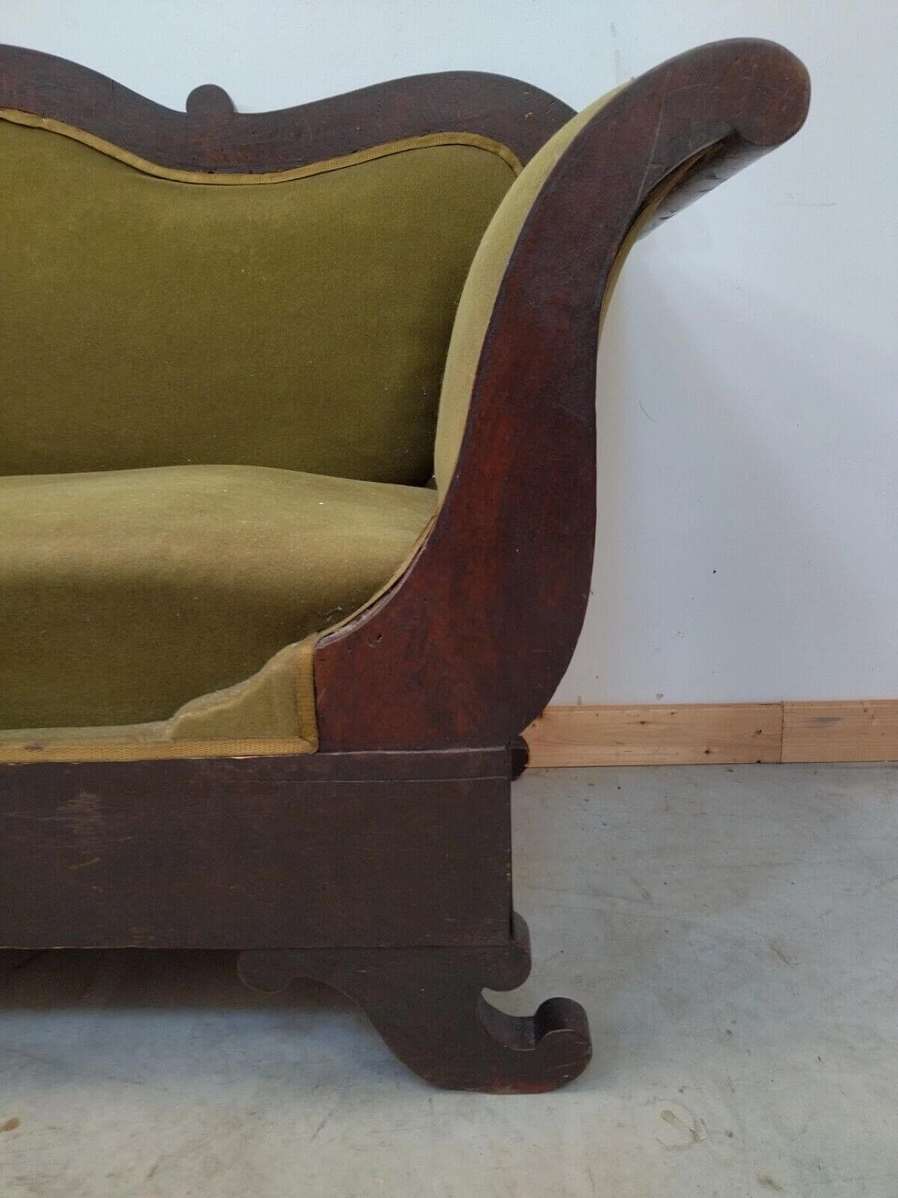 Charles X solid walnut sofa, first half of the 19th century 4
