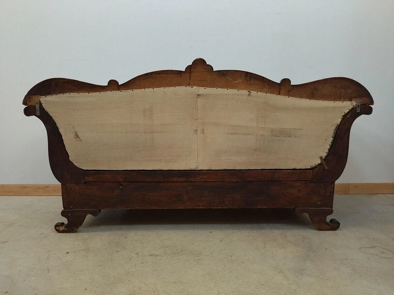 Charles X solid walnut sofa, first half of the 19th century 9