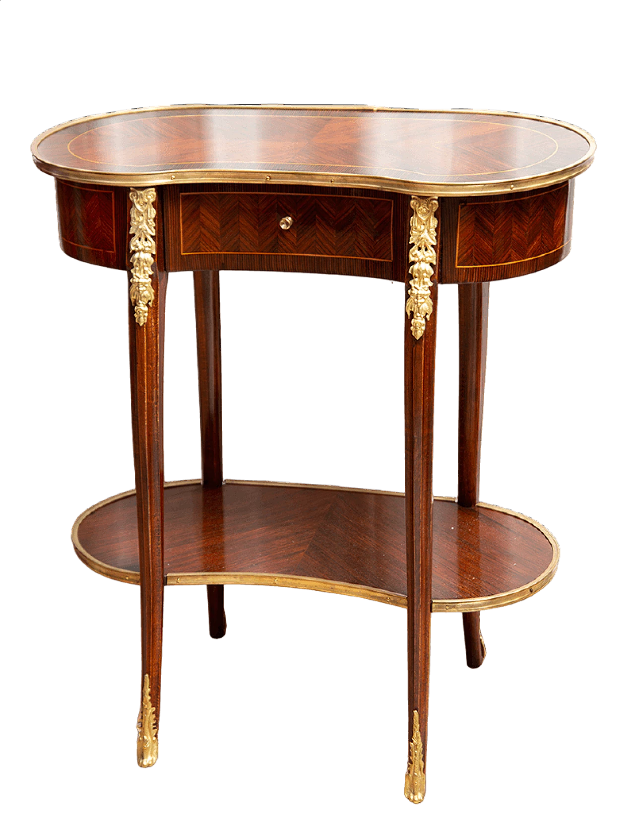 Napoleon III double-shelf side table in exotic woods, 19th century 6