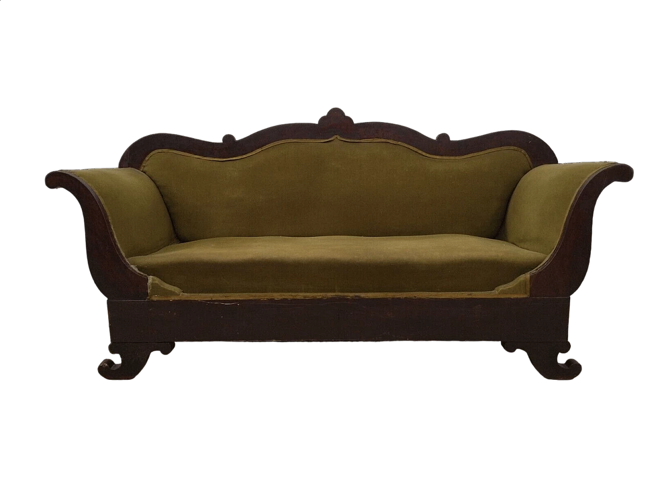 Charles X solid walnut sofa, first half of the 19th century 12