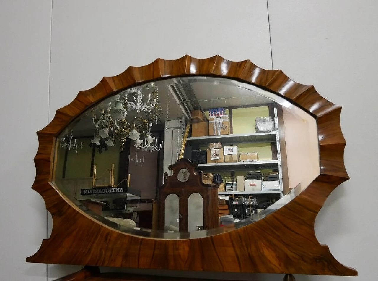 Walnut mirror with moulded frame, 1930s 1