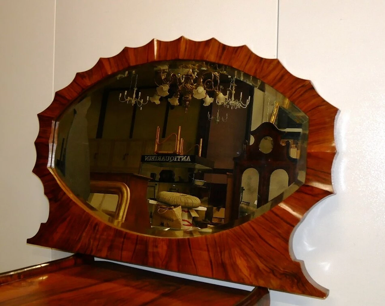 Walnut mirror with moulded frame, 1930s 7