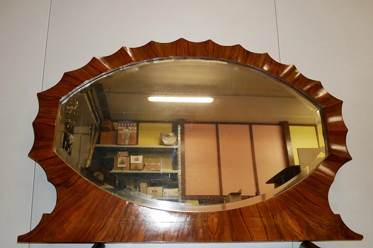 Walnut mirror with moulded frame, 1930s 8