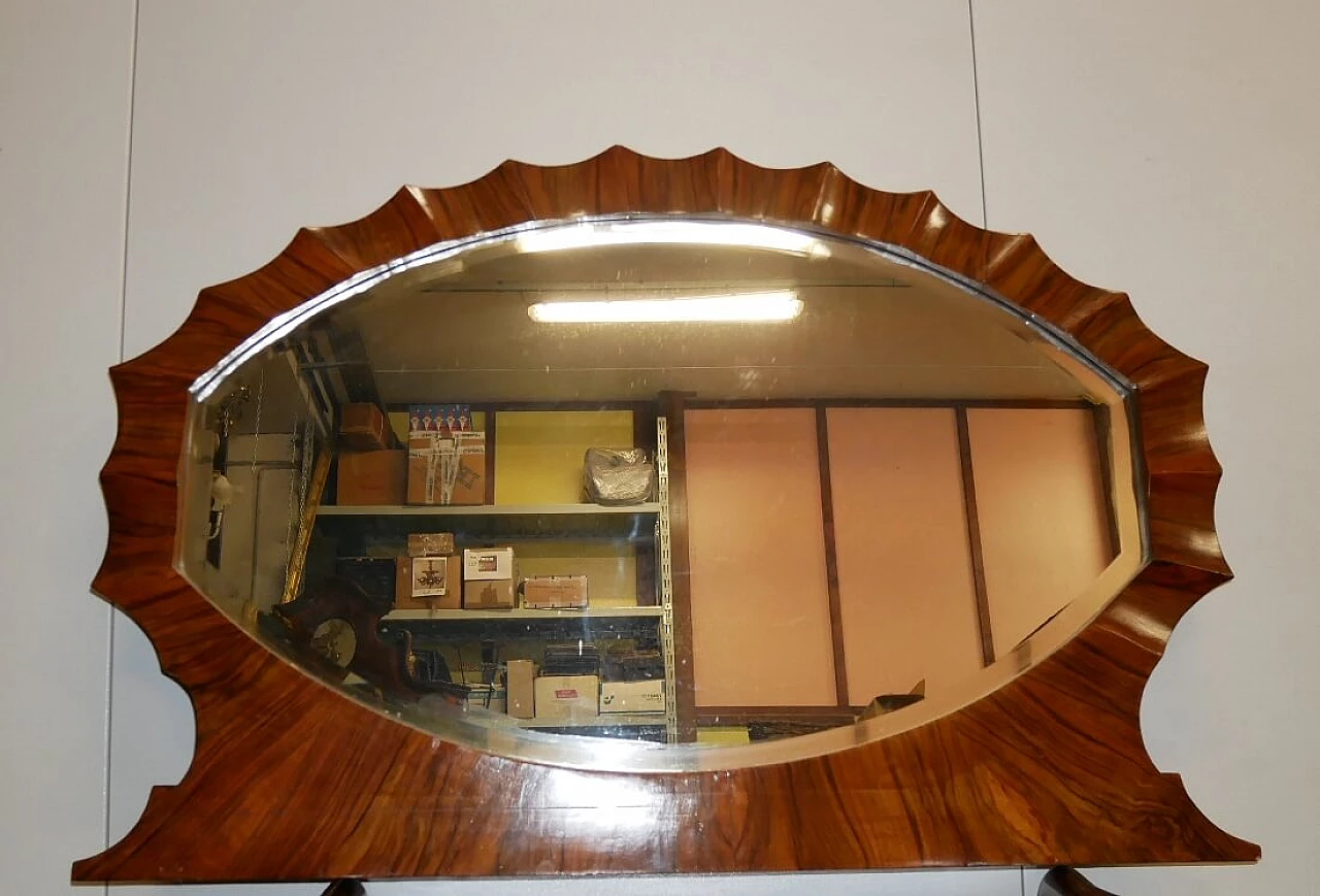 Walnut mirror with moulded frame, 1930s 9