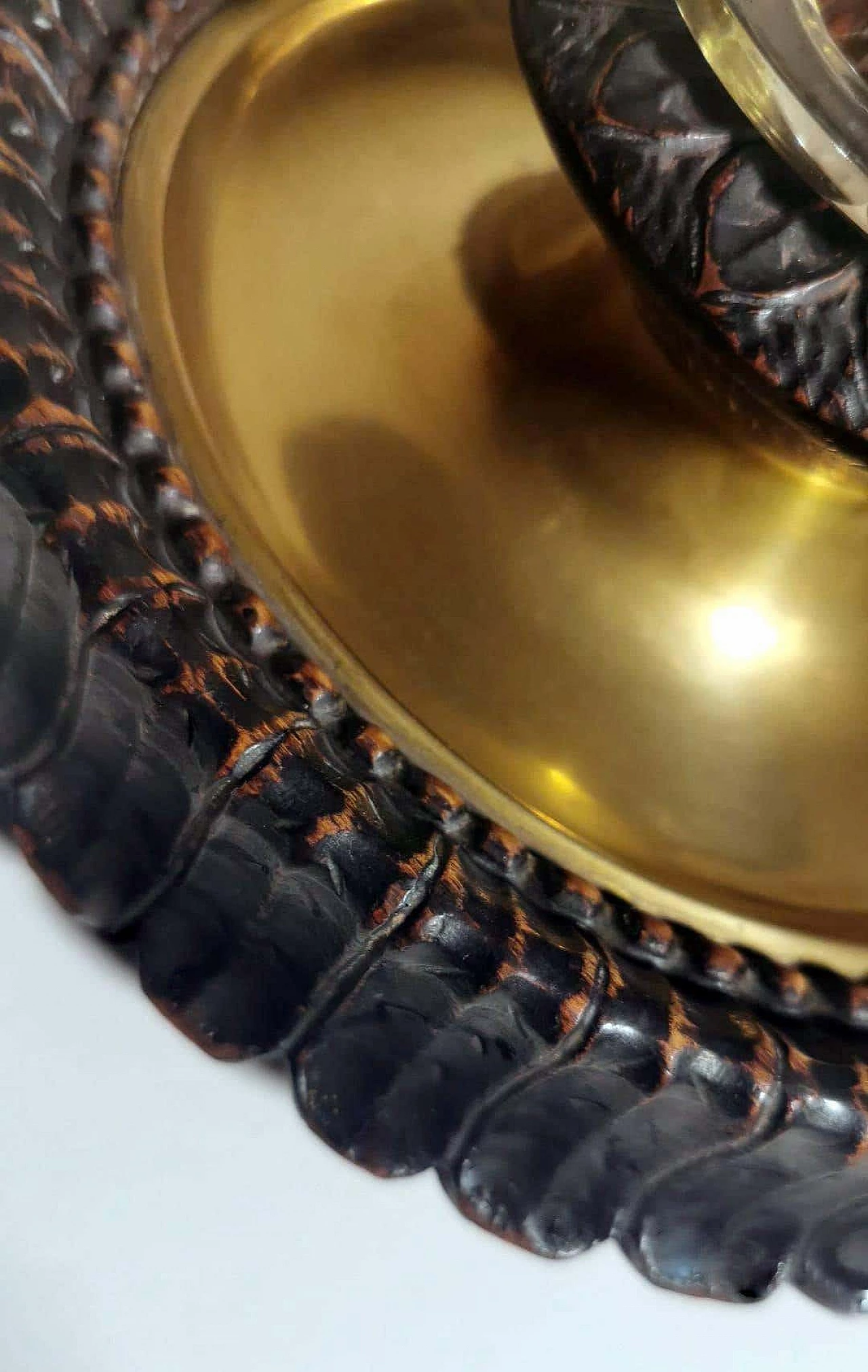 Calamaio in ottone, cristallo e legno in stile Napoleone III, fine '800 8