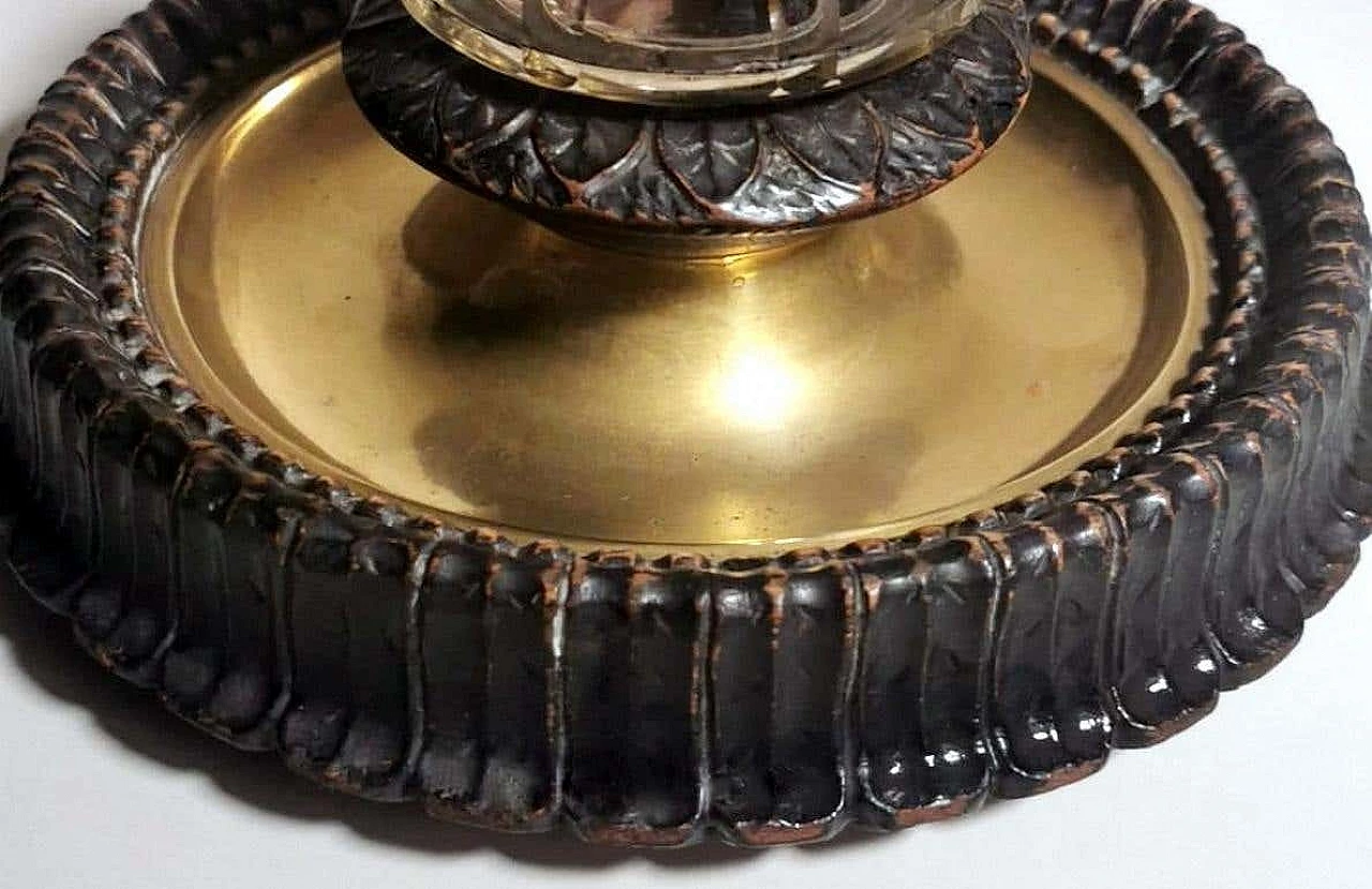 Calamaio in ottone, cristallo e legno in stile Napoleone III, fine '800 9