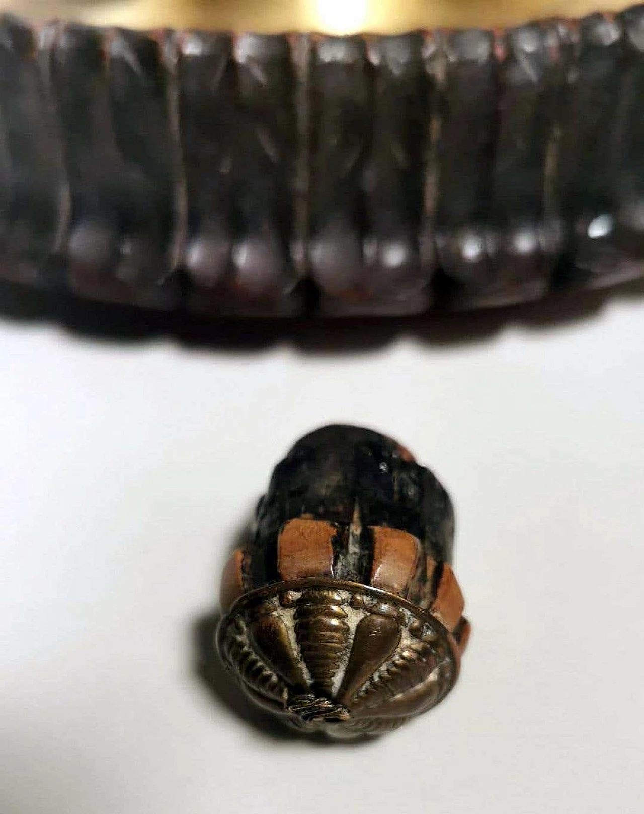 Calamaio in ottone, cristallo e legno in stile Napoleone III, fine '800 13