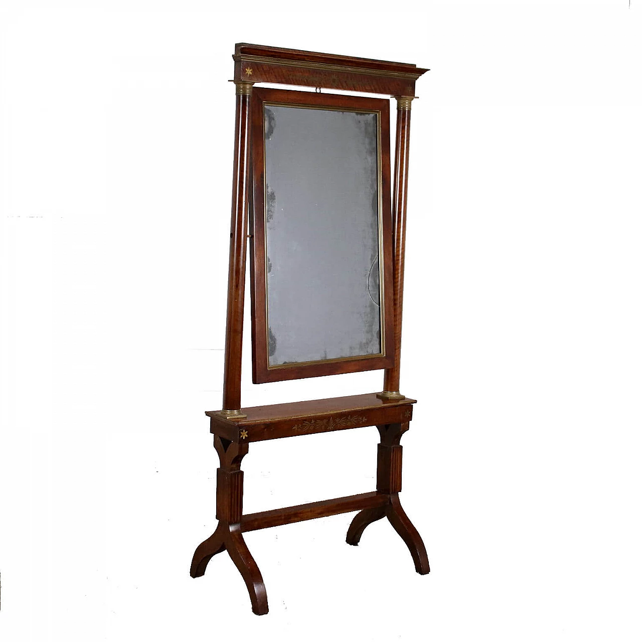 Empire-style mirror with mahogany uprights, 19th century 1