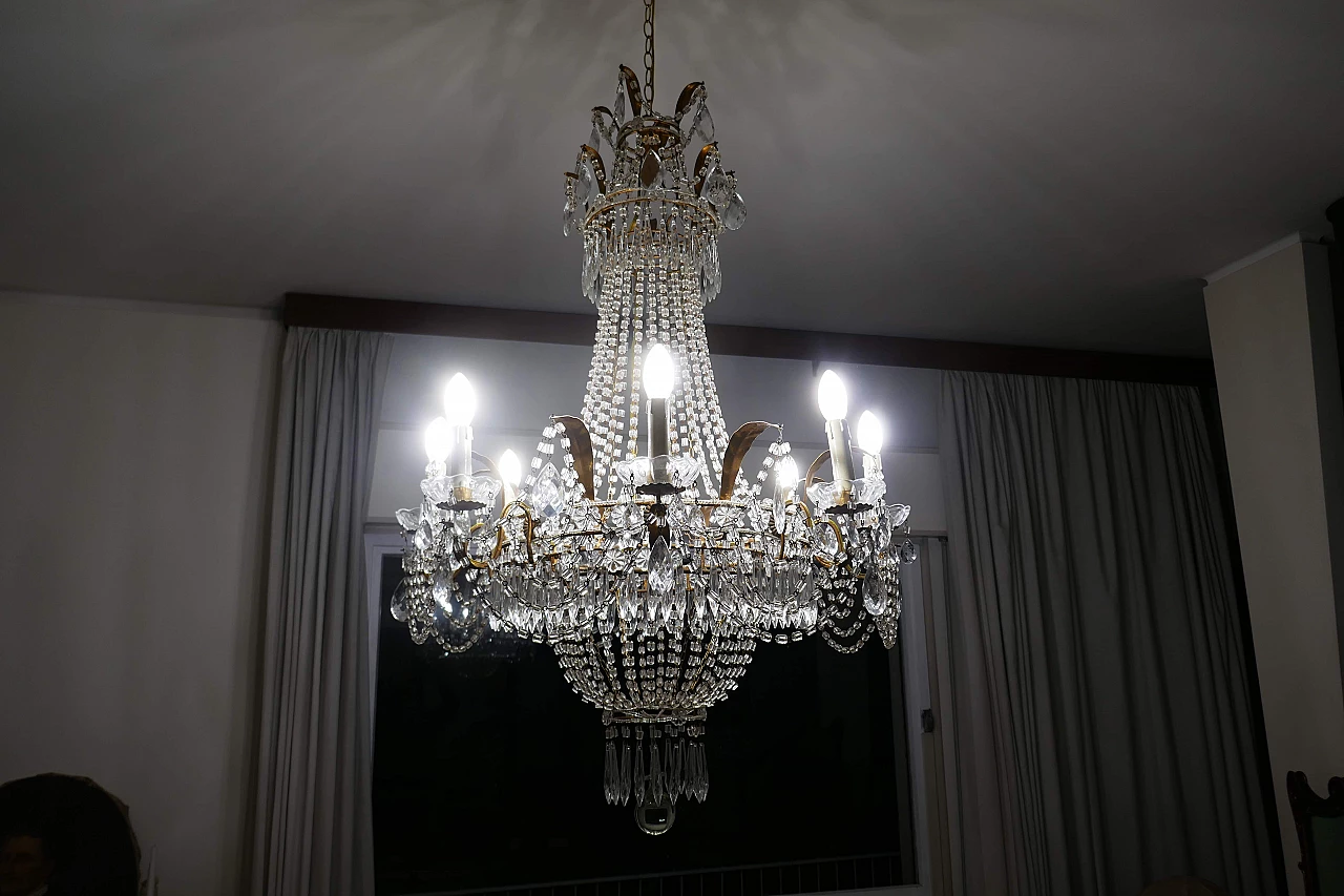 Crystal chandelier attributed to Baccarat, 1940s 12