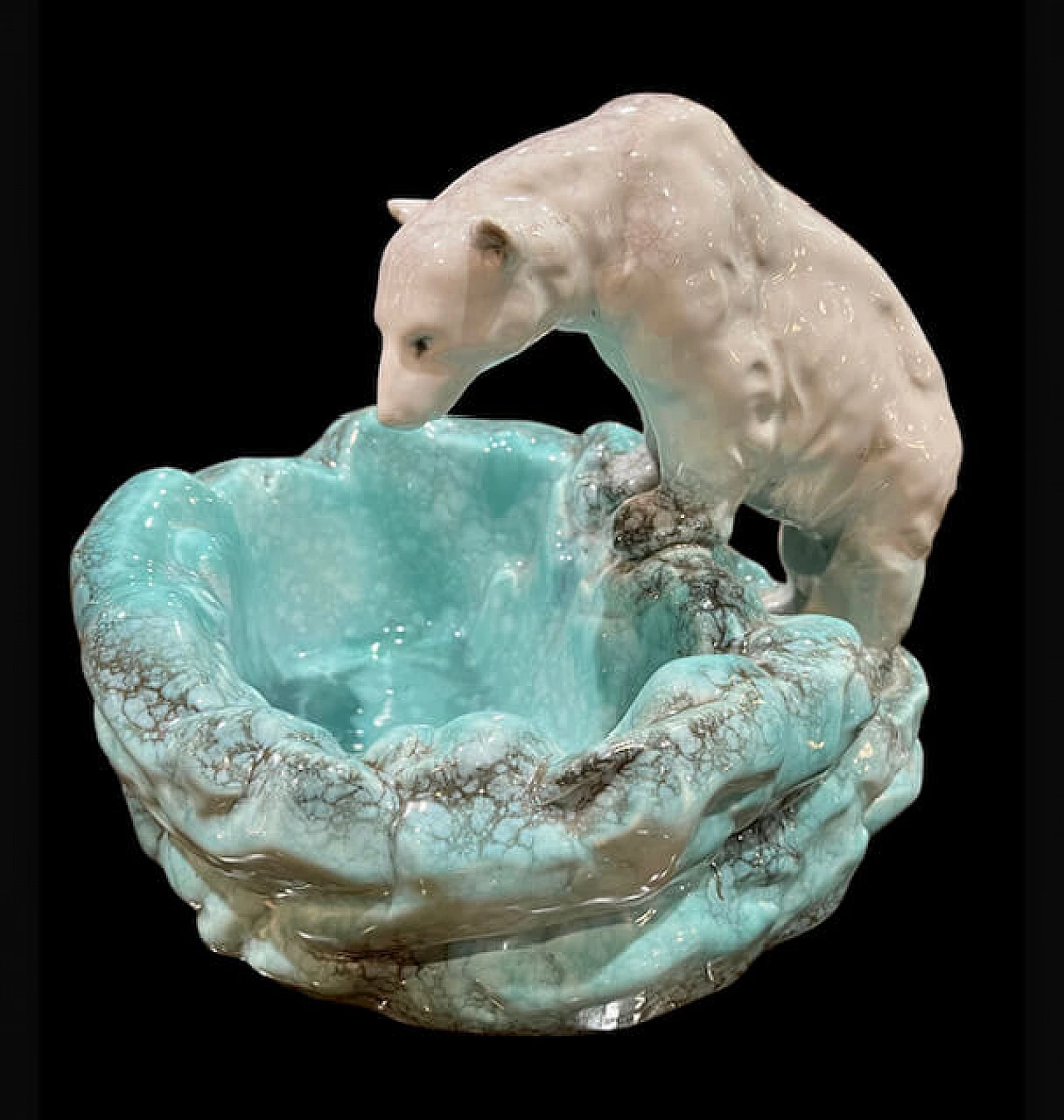 Porcelain sculpture of polar bear on iceberg by Ditmar Urbach, 1930s 1