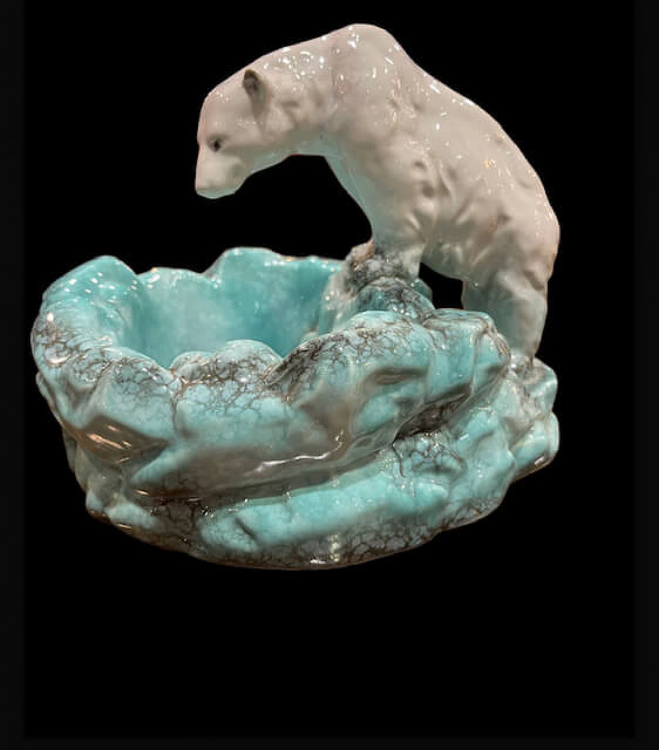 Scultura in porcellana di orso polare su iceberg di Ditmar Urbach, anni '30 4