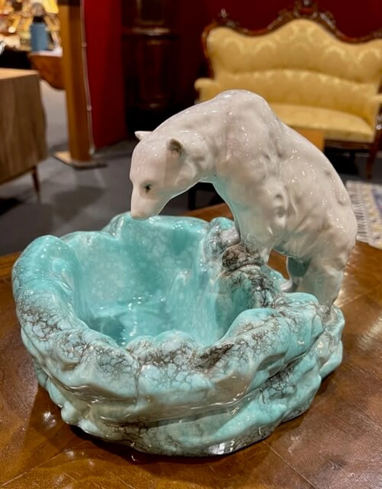 Porcelain sculpture of polar bear on iceberg by Ditmar Urbach, 1930s 11