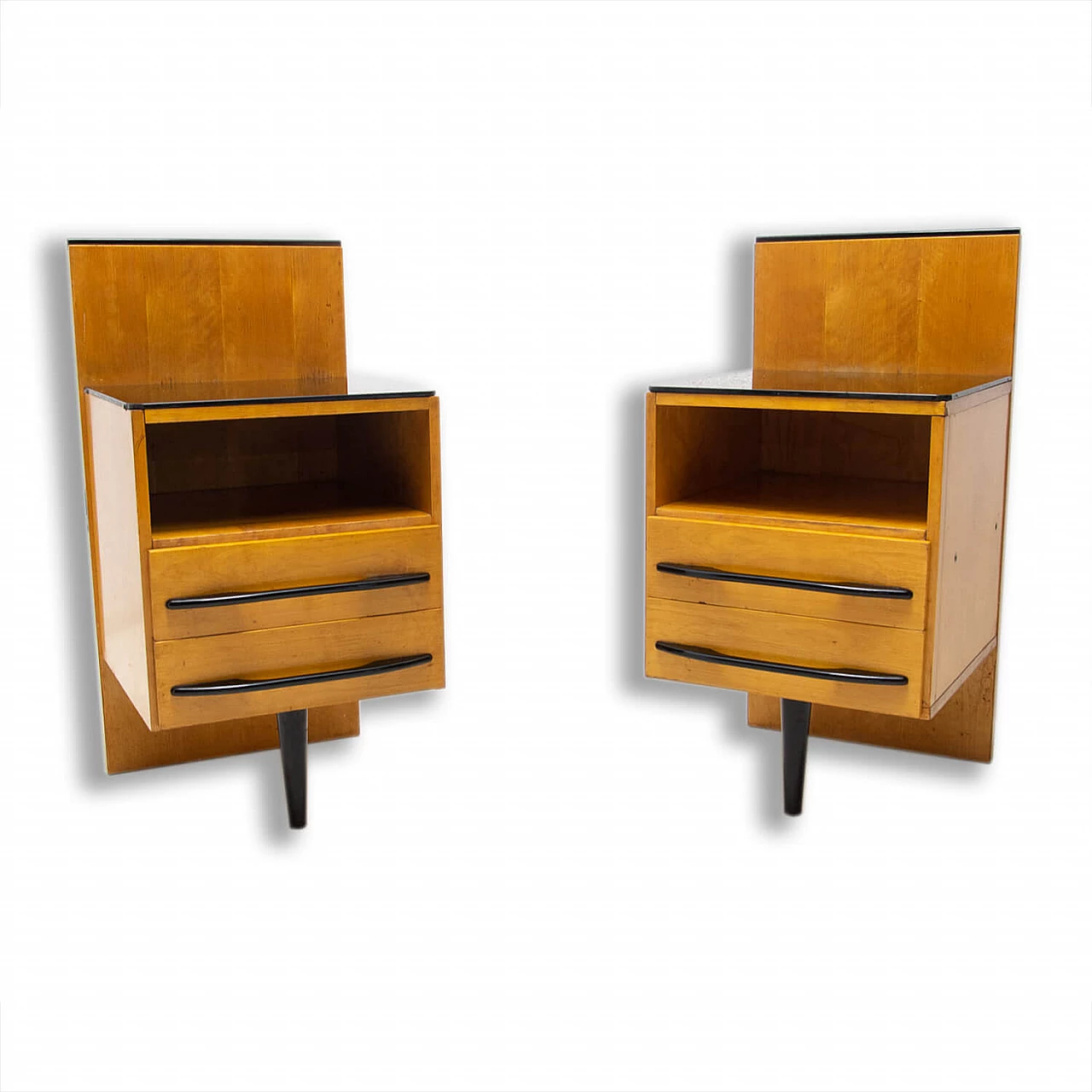 Pair of bedside tables by Mojmír Požár for UP Závody in ash, 1960s 1