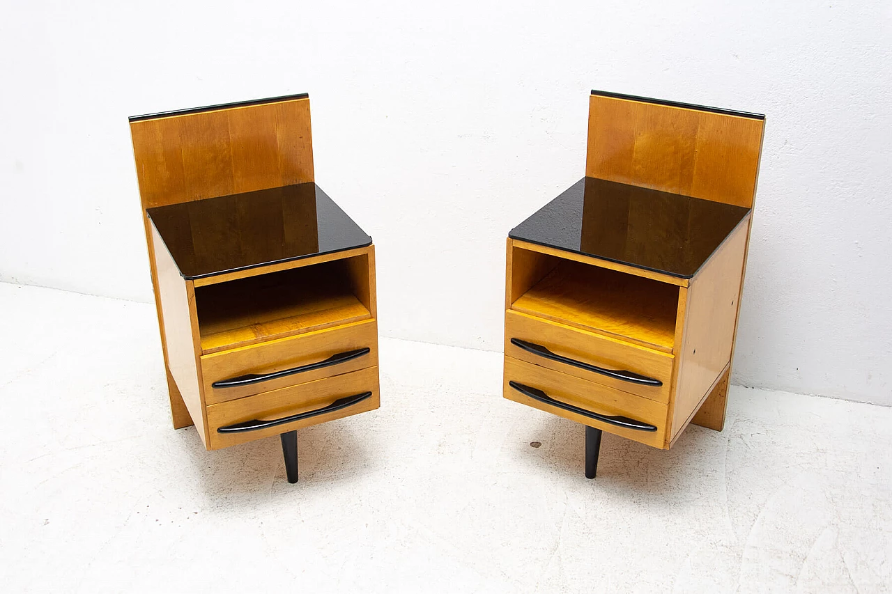 Pair of bedside tables by Mojmír Požár for UP Závody in ash, 1960s 3