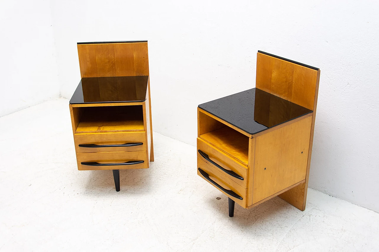 Pair of bedside tables by Mojmír Požár for UP Závody in ash, 1960s 4