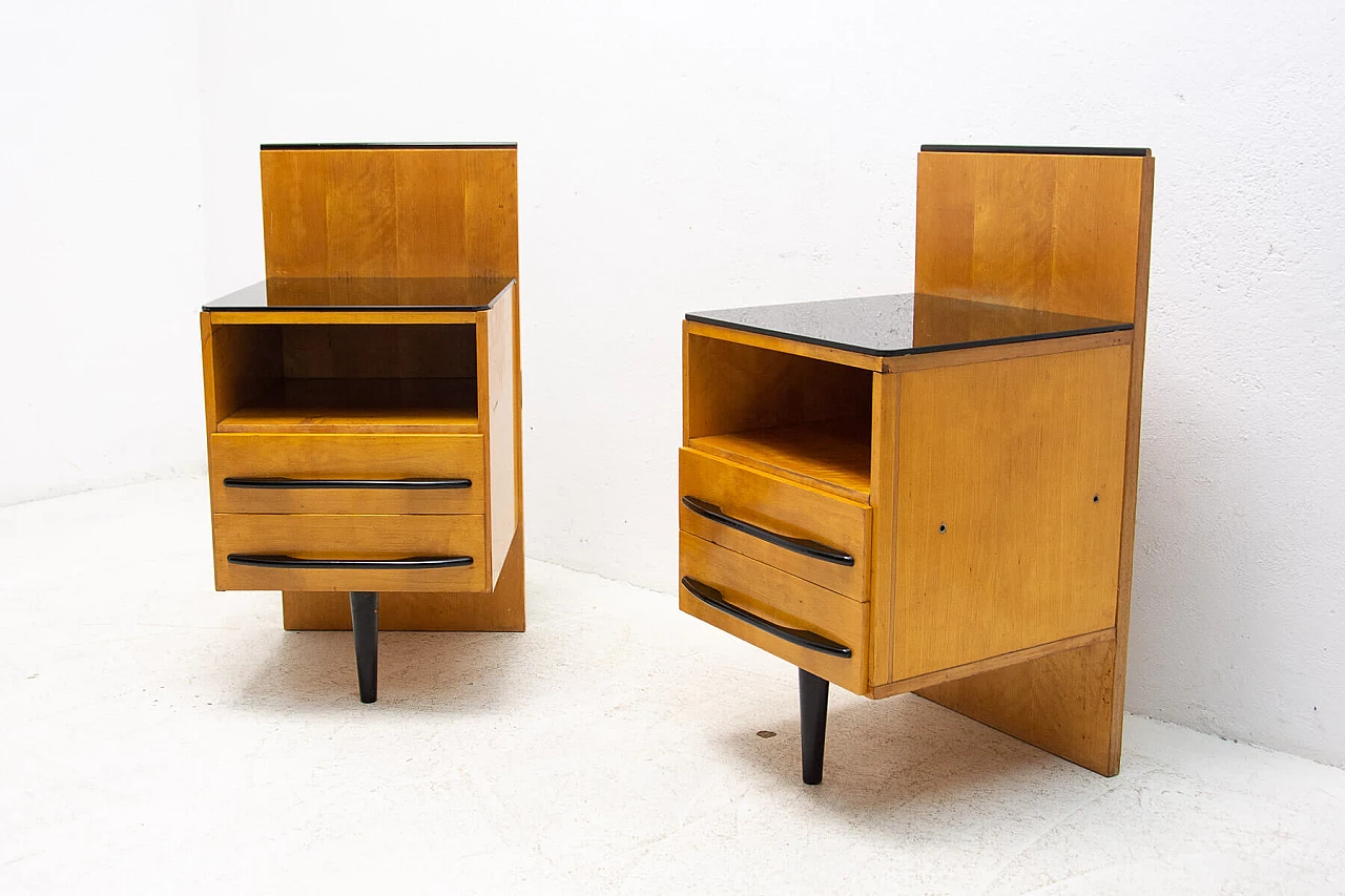 Pair of bedside tables by Mojmír Požár for UP Závody in ash, 1960s 5