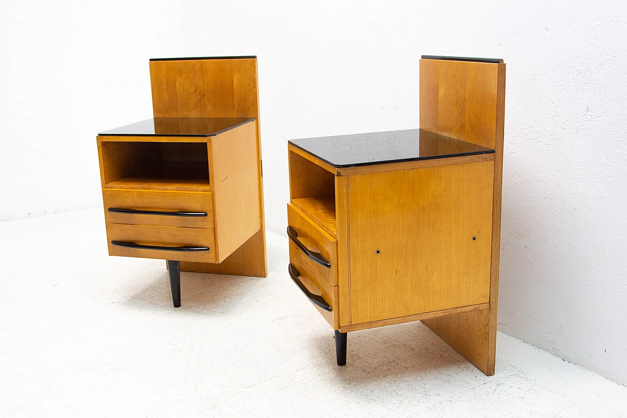 Pair of bedside tables by Mojmír Požár for UP Závody in ash, 1960s 6