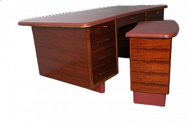 Rosewood and skai and etagere desk, 1960s