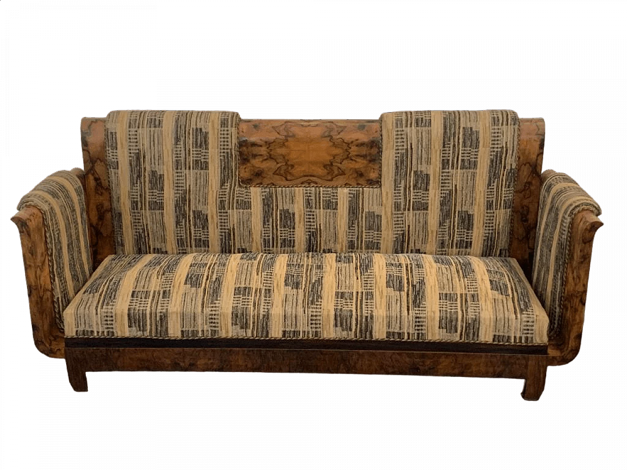 Art Deco walnut-root sofa by Franco Albini, 1930s 17