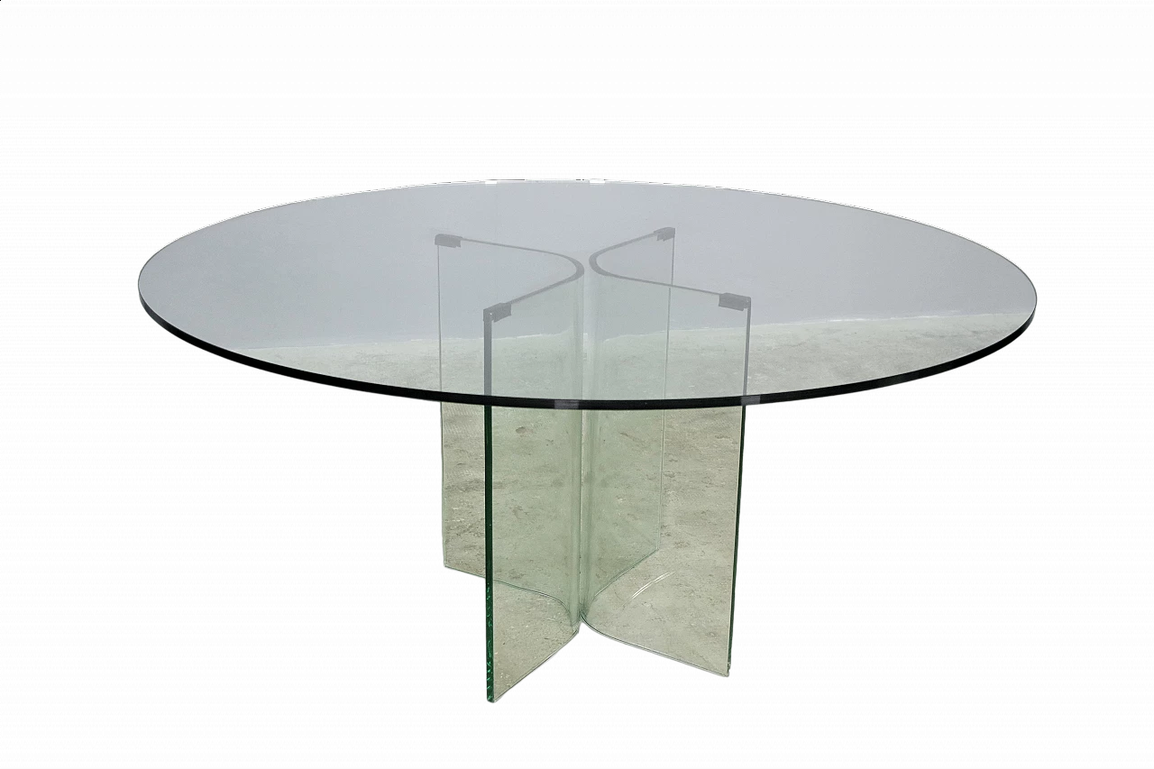Round table in toughened glass, 1980s 8